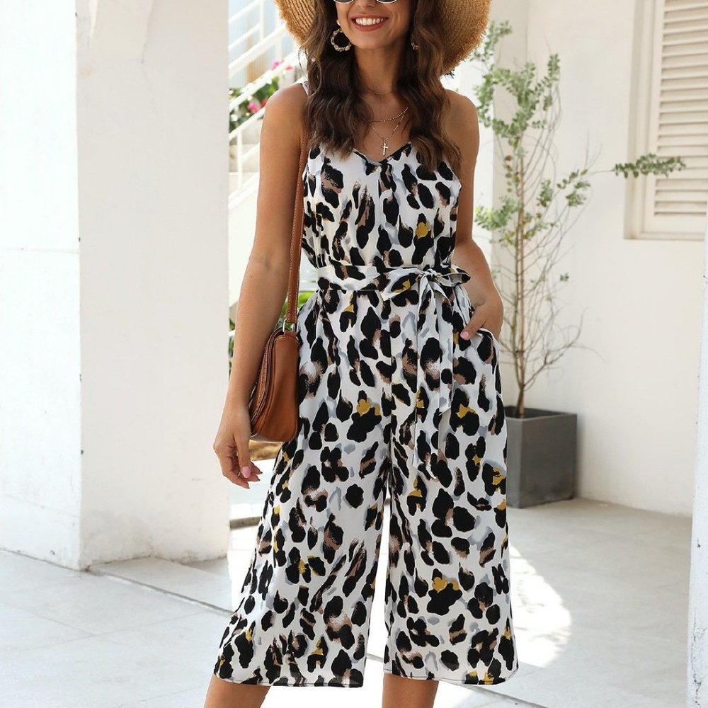 Leopard Wide Leg Jumpsuit - Picture 1 of 3